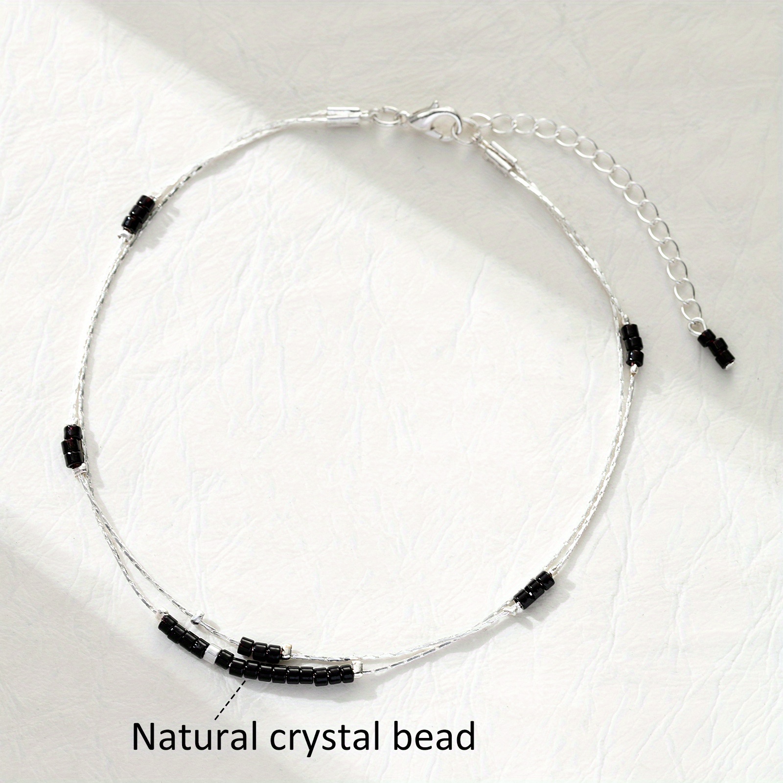 Wholesale Jewelry Basic Round Copper Beads Silver Plated Anklet display picture 3