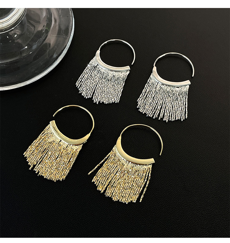 1 Pair Modern Style Tassel Patchwork Copper Drop Earrings display picture 3