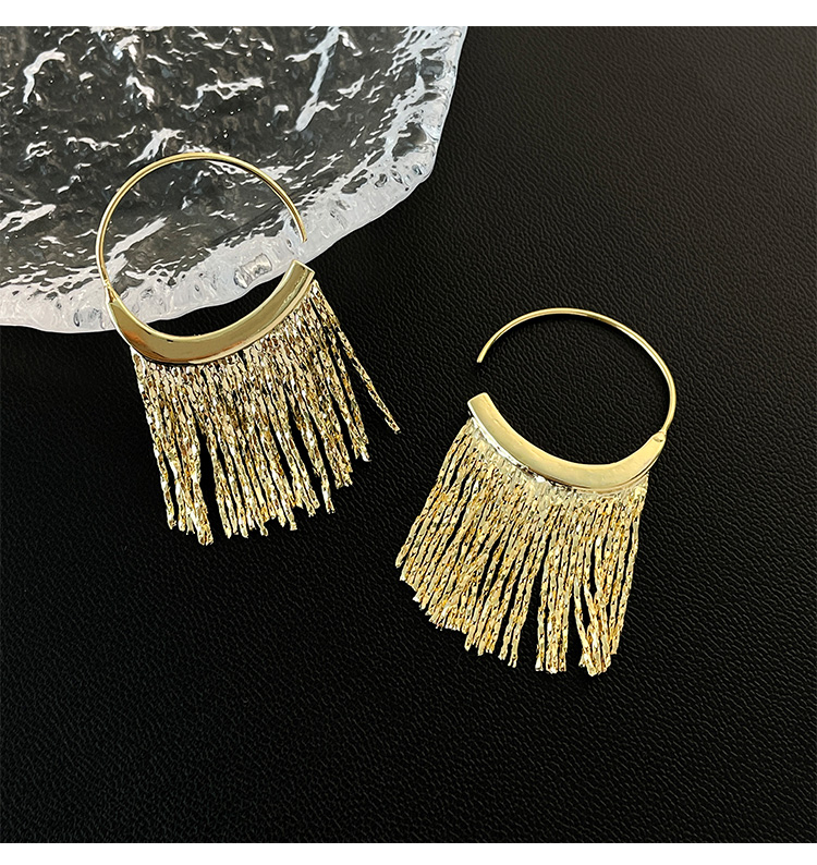 1 Pair Modern Style Tassel Patchwork Copper Drop Earrings display picture 5