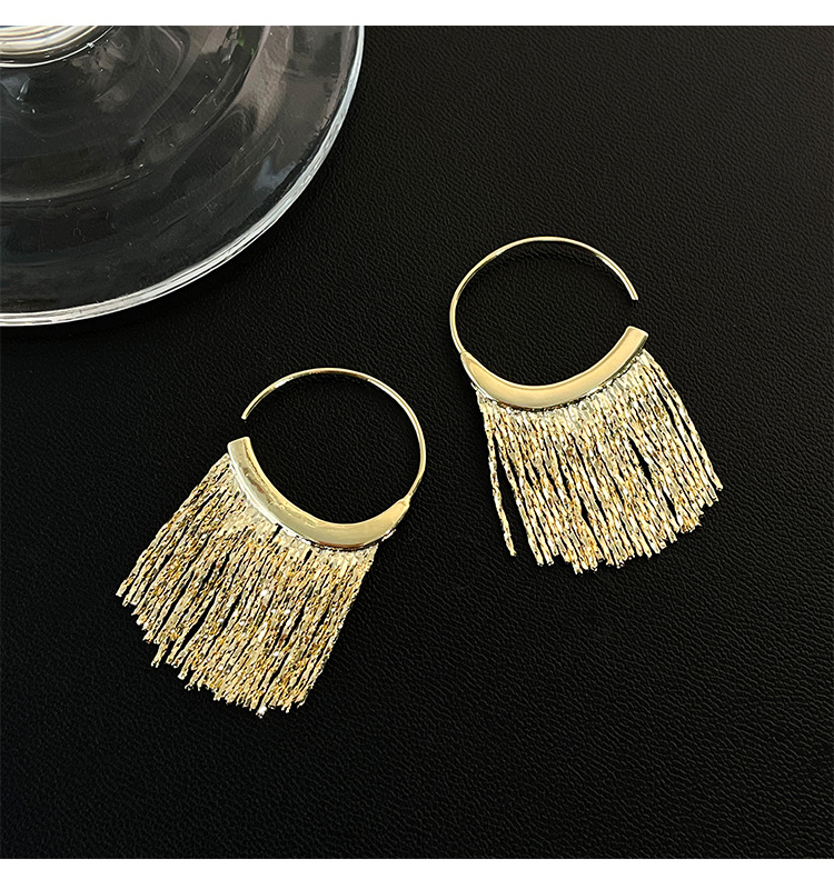 1 Pair Modern Style Tassel Patchwork Copper Drop Earrings display picture 2