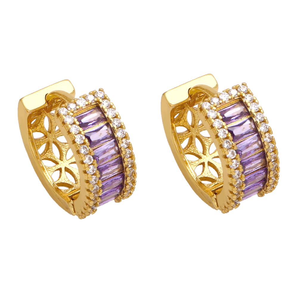 1 Pair Shiny Round Plating Inlay Copper Zircon 18k Gold Plated Hoop Earrings display picture 6