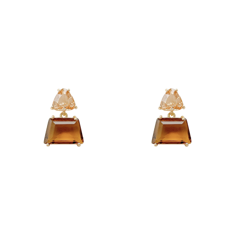 1 Pair Korean Style Square Inlay Copper Crystal Drop Earrings display picture 1