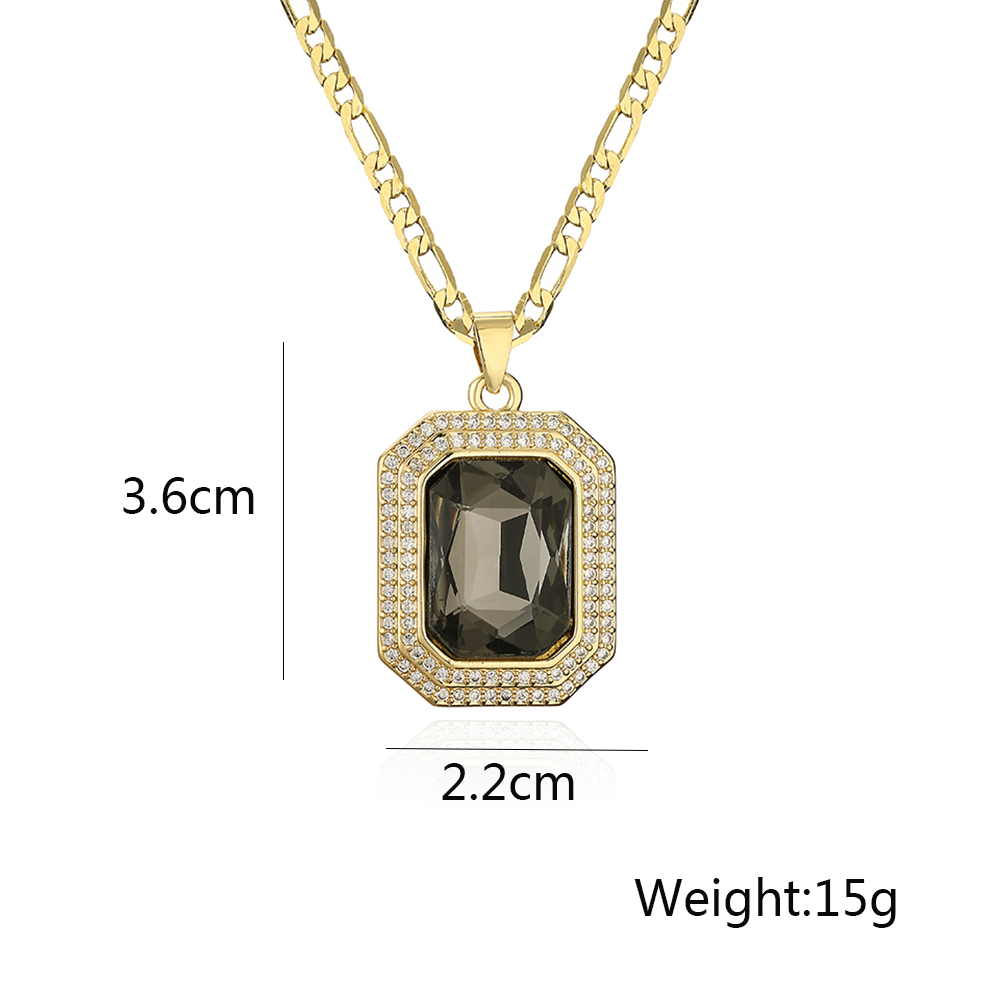 Elegant Retro Square Copper Plating Inlay Zircon 18k Gold Plated Pendant Necklace display picture 1