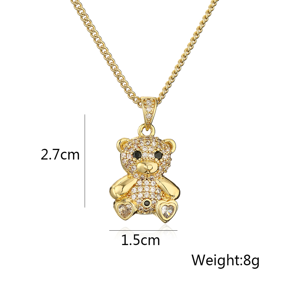 Shiny Bear Owl Butterfly Copper Plating Inlay Zircon 18k Gold Plated Pendant Necklace display picture 1