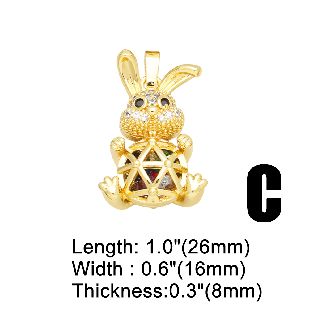 Cute Sweet Rabbit Hippocampus Bear 18k Gold Plated Zircon Copper Wholesale Pendants Jewelry Accessories display picture 5