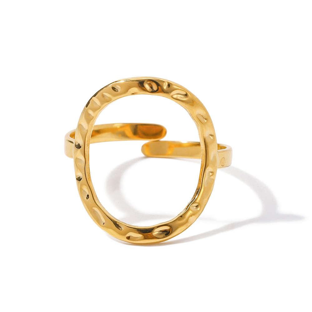 Simple Style Oval Stainless Steel Plating Hollow Out 18k Gold Plated Rings display picture 6