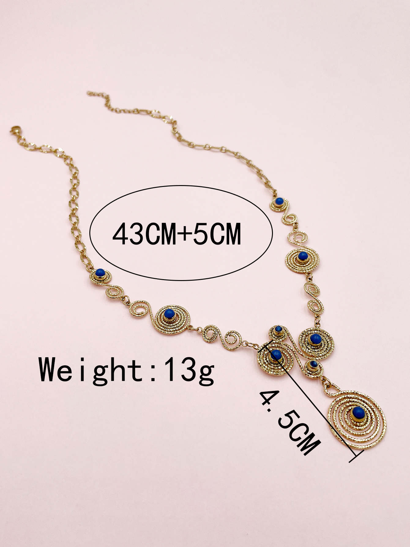 304 Stainless Steel 14K Gold Plated Elegant Vintage Style Luxurious Polishing Enamel Plating The Answer Natural Stone Beads Pendant Necklace Long Necklace display picture 3