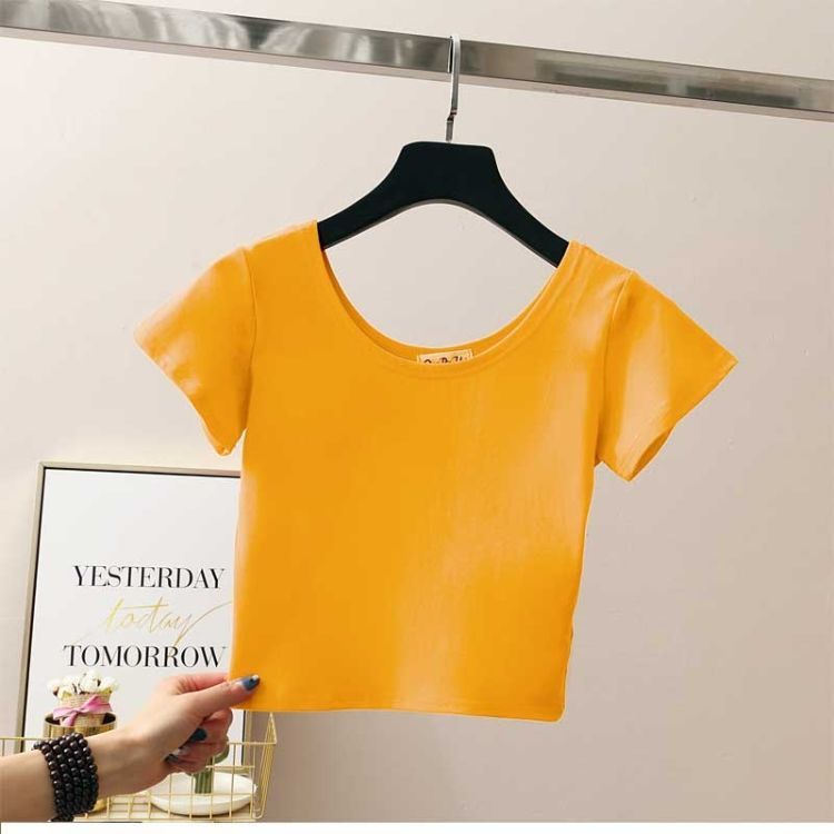 Women's T-shirt Short Sleeve T-shirts Washed Casual Elegant Sexy Solid Color display picture 7