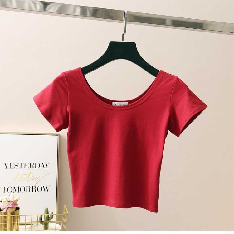 Women's T-shirt Short Sleeve T-shirts Washed Casual Elegant Sexy Solid Color display picture 8