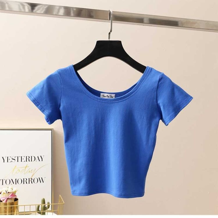 Women's T-shirt Short Sleeve T-shirts Washed Casual Elegant Sexy Solid Color display picture 9