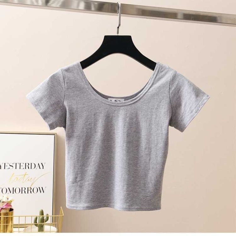 Women's T-shirt Short Sleeve T-shirts Washed Casual Elegant Sexy Solid Color display picture 12