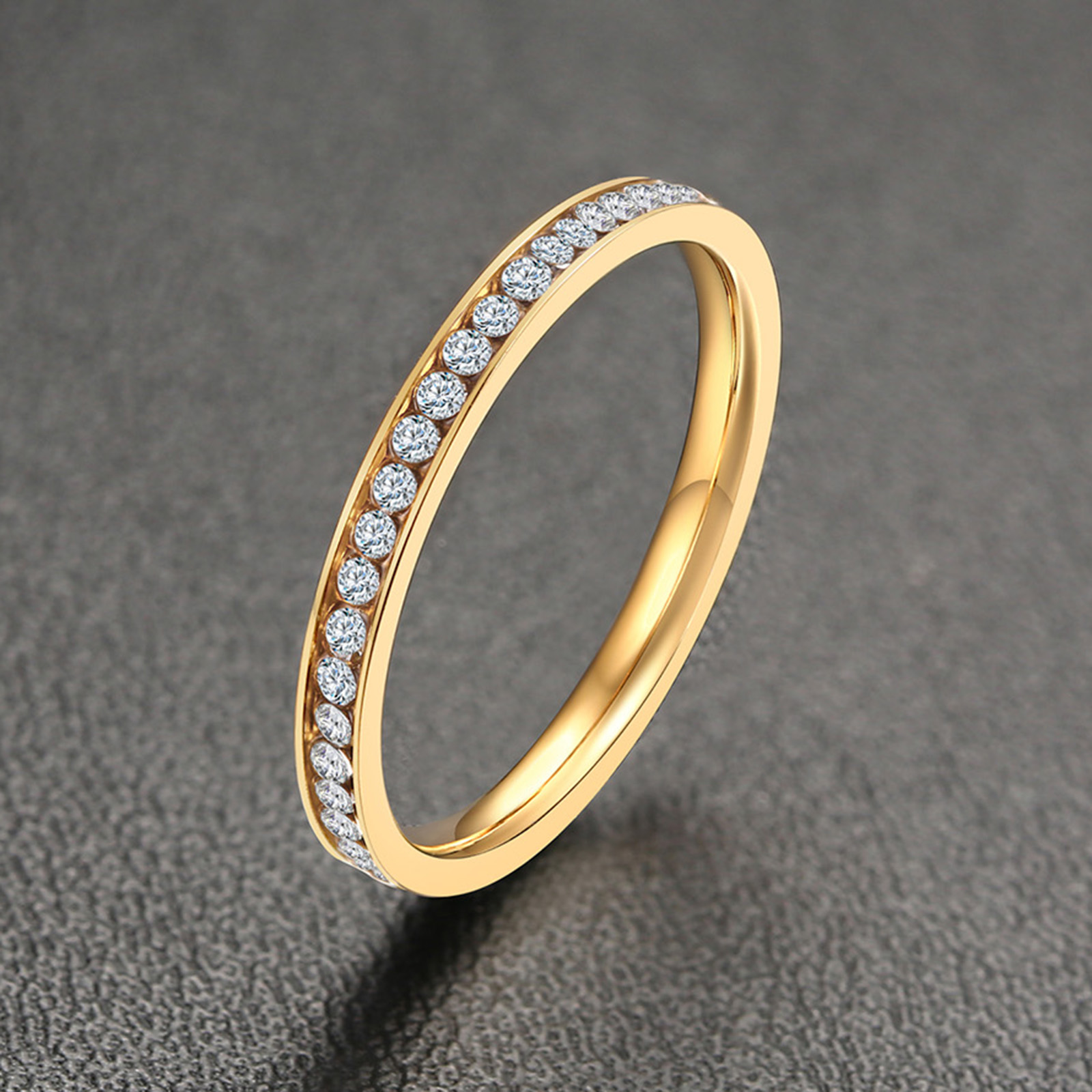 304 Stainless Steel 18K Gold Plated IG Style Simple Style Plating Inlay Solid Color Zircon Rings display picture 6