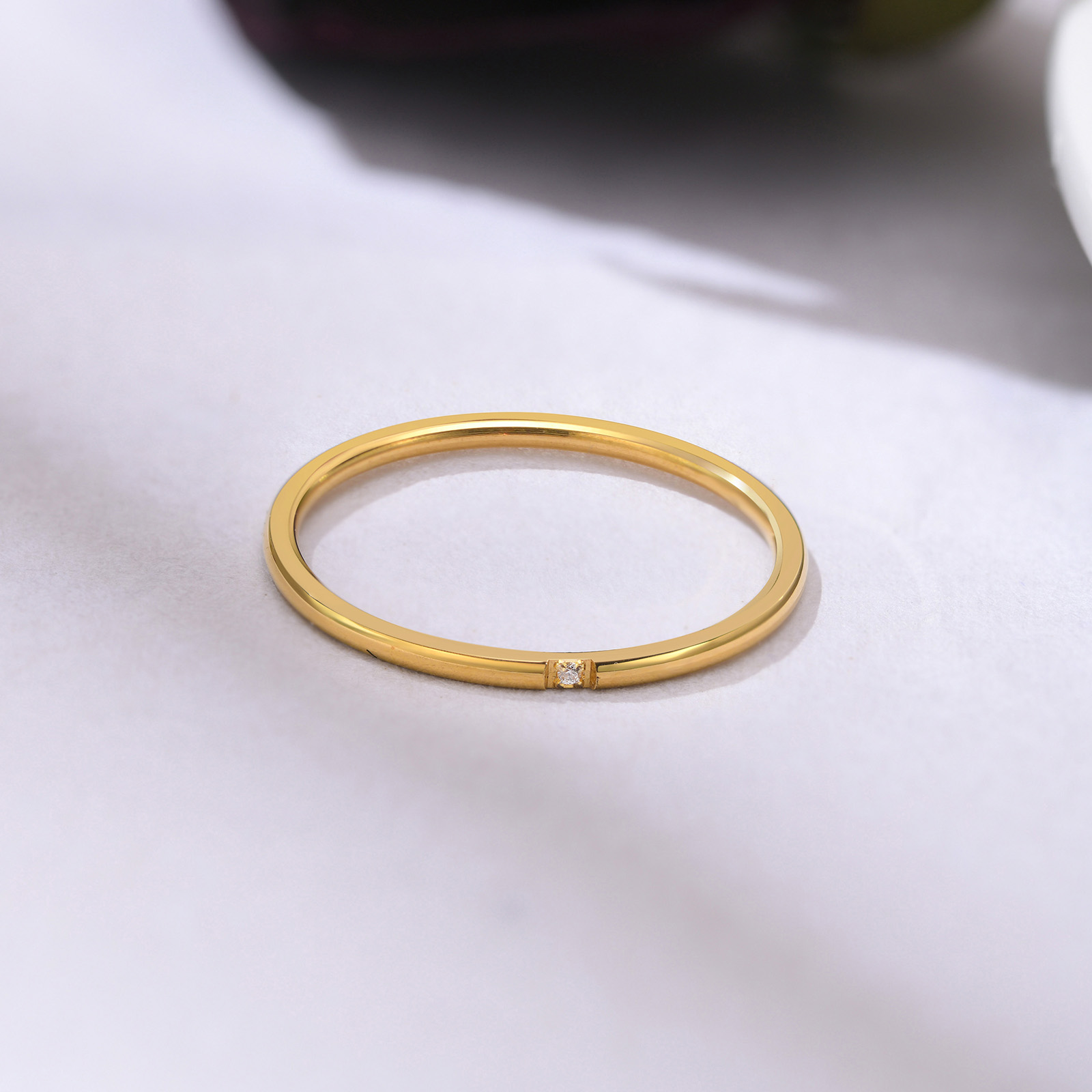 304 Stainless Steel 18K Gold Plated IG Style Simple Style Plating Inlay Solid Color Zircon Rings display picture 7