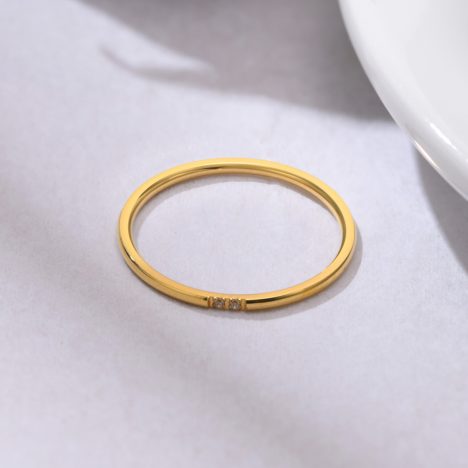304 Stainless Steel 18K Gold Plated IG Style Simple Style Plating Inlay Solid Color Zircon Rings display picture 8