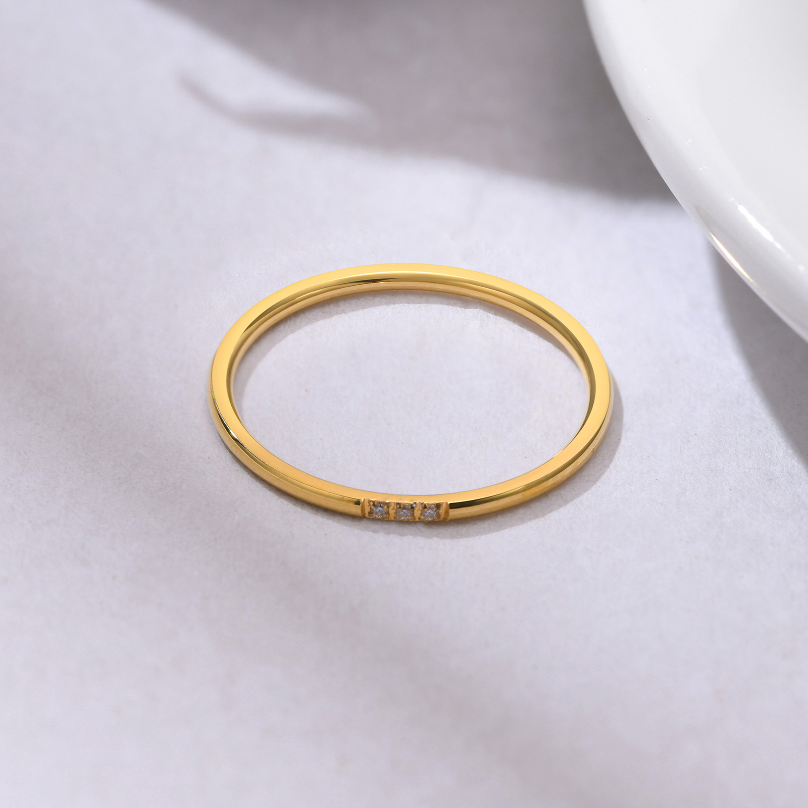 304 Stainless Steel 18K Gold Plated IG Style Simple Style Plating Inlay Solid Color Zircon Rings display picture 9
