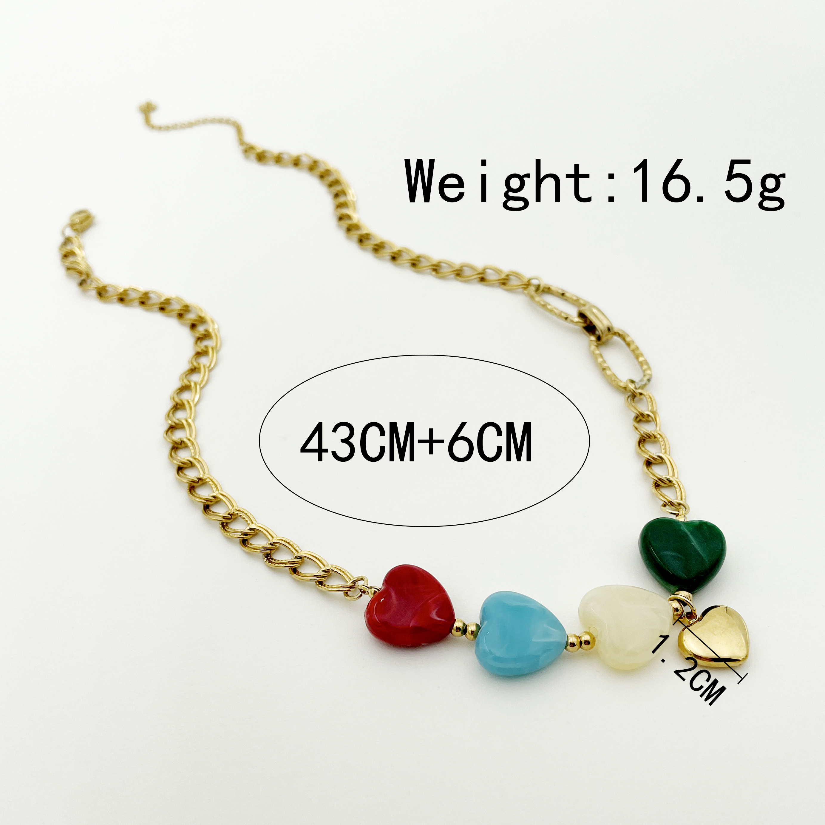304 Stainless Steel Natural Stone 14K Gold Plated IG Style Casual Polishing Plating Heart Shape Pendant Necklace Long Necklace display picture 3