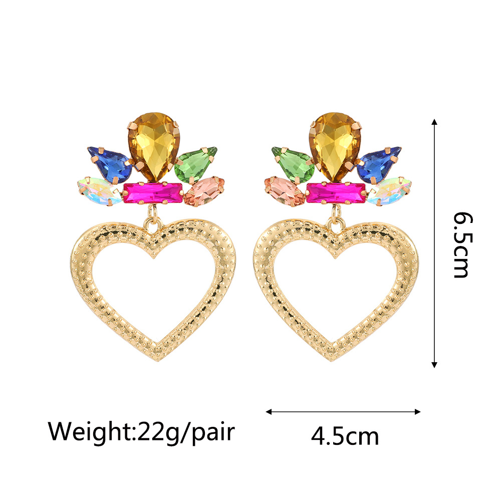 1 Pair Luxurious Heart Shape Inlay Zinc Alloy Rhinestones Dangling Earrings display picture 1