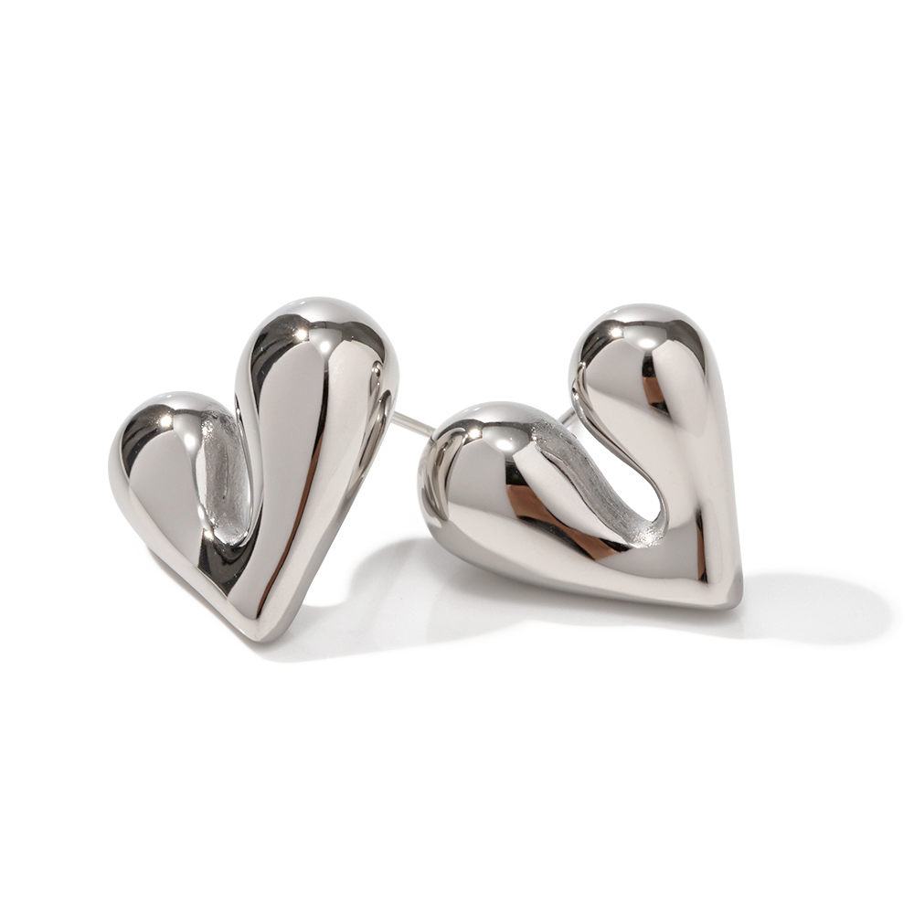 1 Pair Formal Heart Shape Patchwork Stainless Steel Ear Studs display picture 6