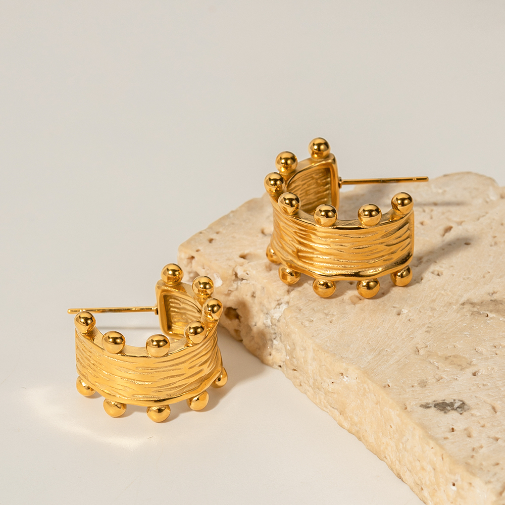 1 Paar Pendeln C-form Überzug Rostfreier Stahl 18 Karat Vergoldet Ohrringe display picture 2