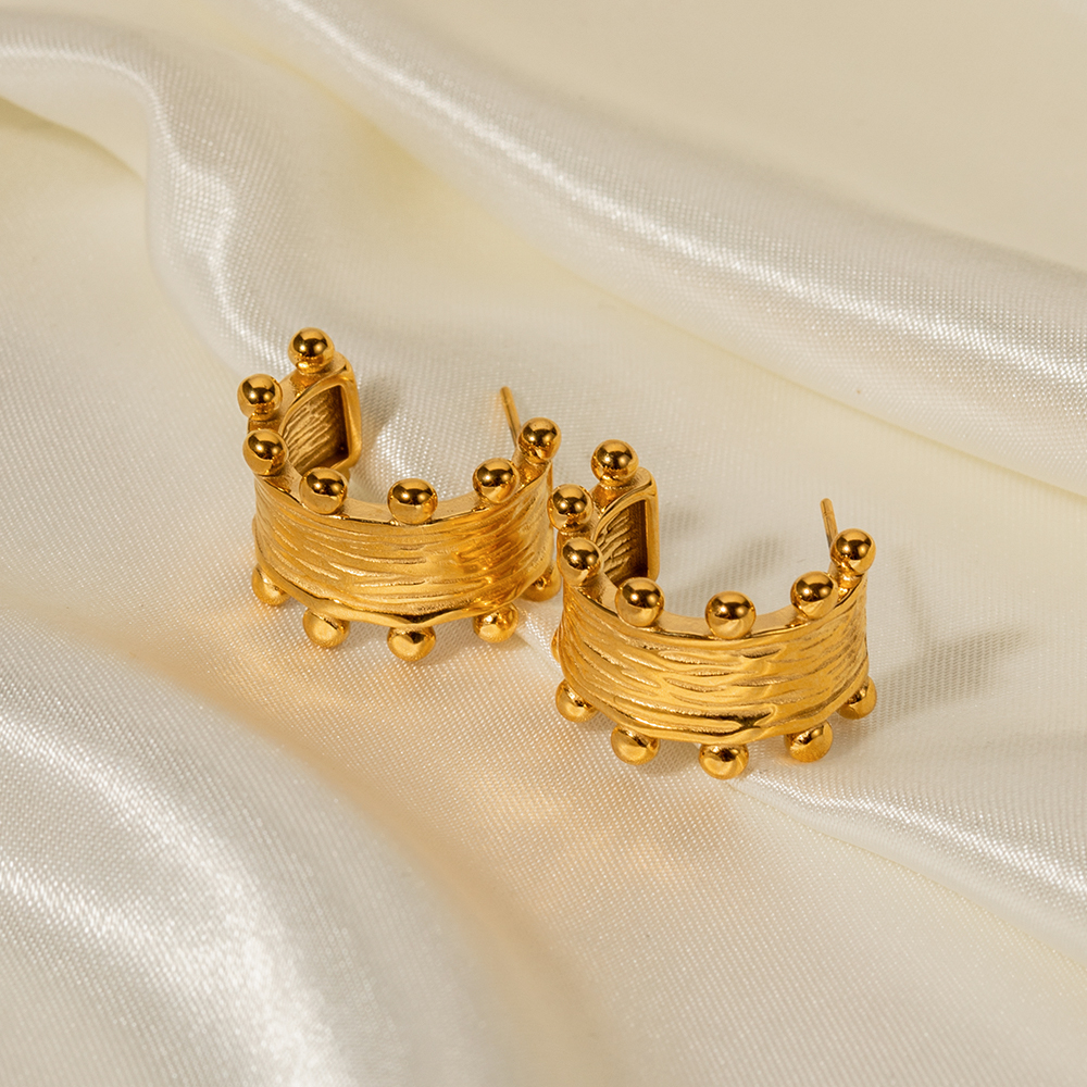 1 Paar Pendeln C-form Überzug Rostfreier Stahl 18 Karat Vergoldet Ohrringe display picture 1