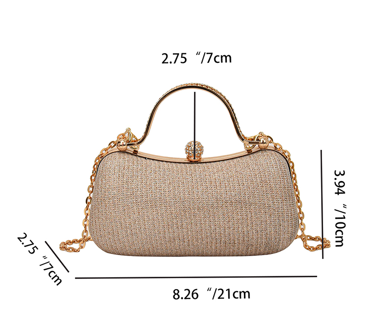 Pink Gold Silver Polyester Solid Color Sewing Thread Pillow Shape Evening Bags display picture 2