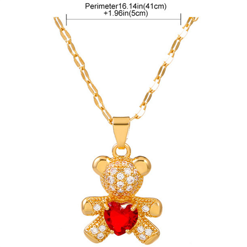 Simple Style Commute Bear Copper Plating Inlay Crystal Rhinestones Zircon 18k Gold Plated Gold Plated Silver Plated Pendant Necklace display picture 4