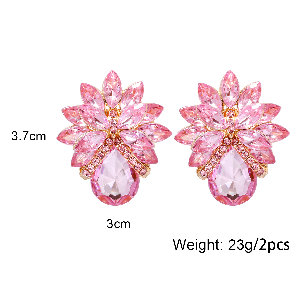 1 Pair Elegant Luxurious Flower Inlay Alloy Glass Stone Ear Studs display picture 1