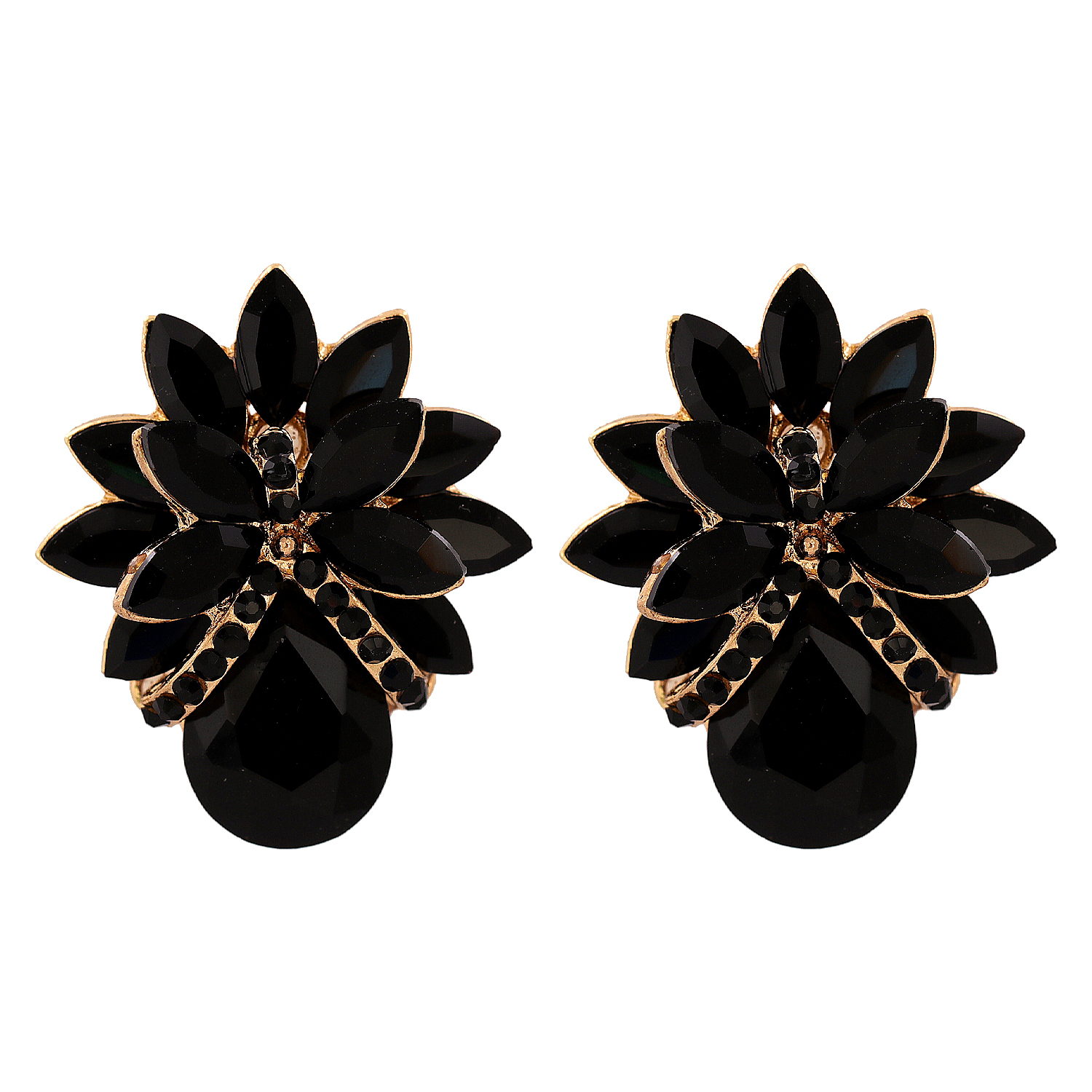 1 Pair Elegant Luxurious Flower Inlay Alloy Glass Stone Ear Studs display picture 4