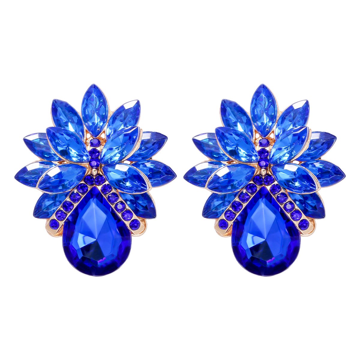 1 Pair Elegant Luxurious Flower Inlay Alloy Glass Stone Ear Studs display picture 6