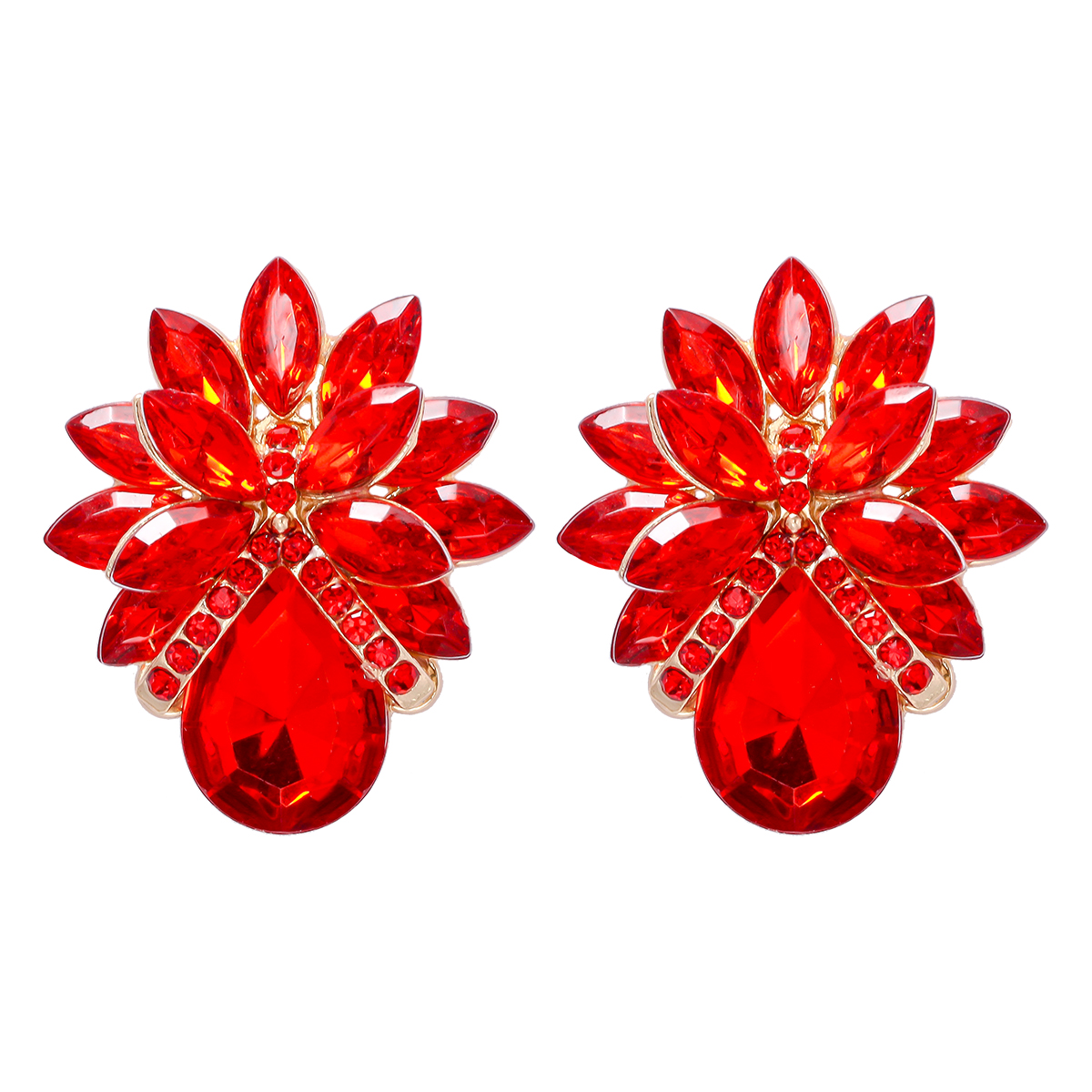 1 Pair Elegant Luxurious Flower Inlay Alloy Glass Stone Ear Studs display picture 10