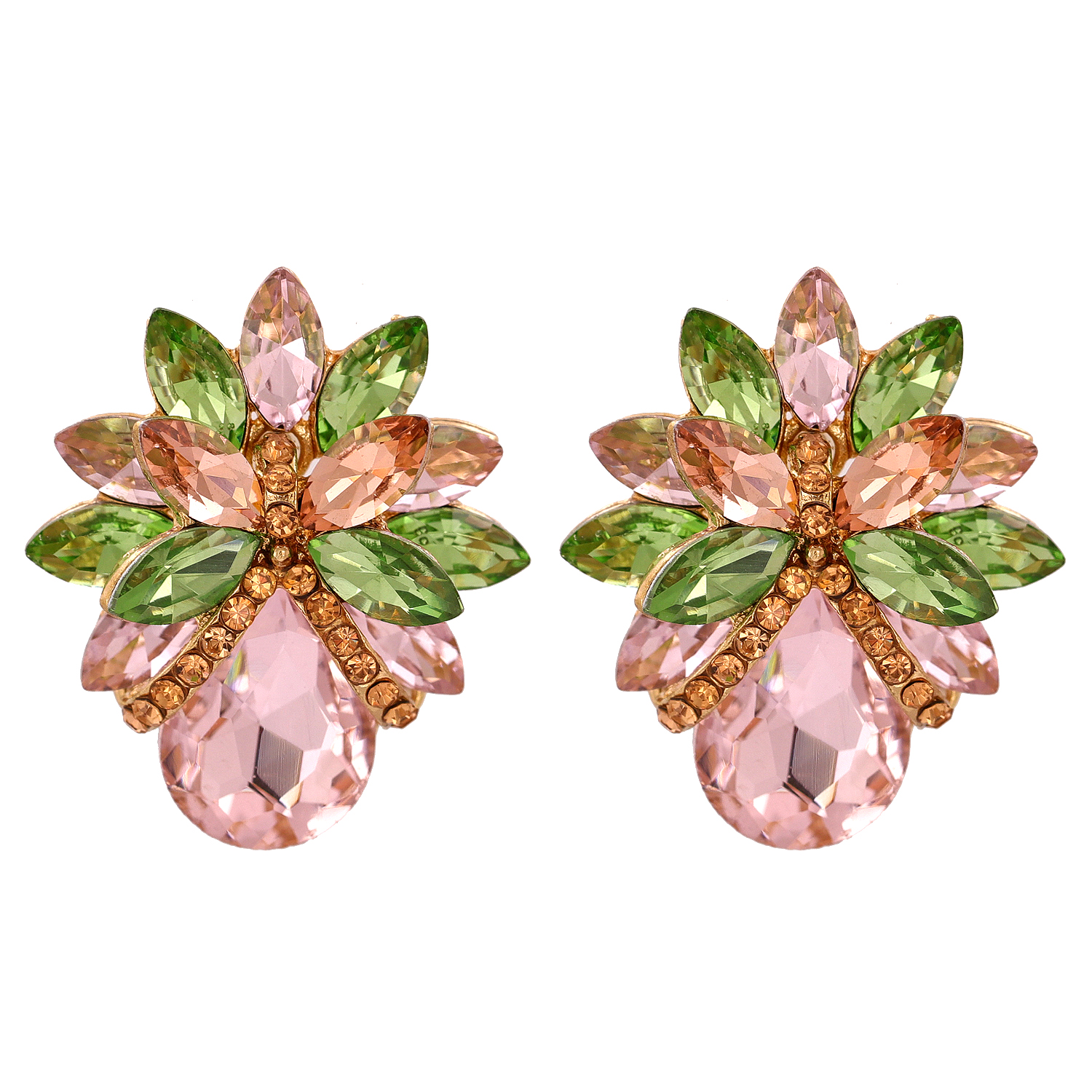 1 Pair Elegant Luxurious Flower Inlay Alloy Glass Stone Ear Studs display picture 8