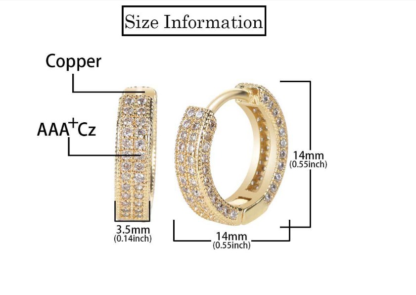 1 Pair Hip-hop Simple Style Round Solid Color Inlay Copper Zircon Hoop Earrings display picture 5