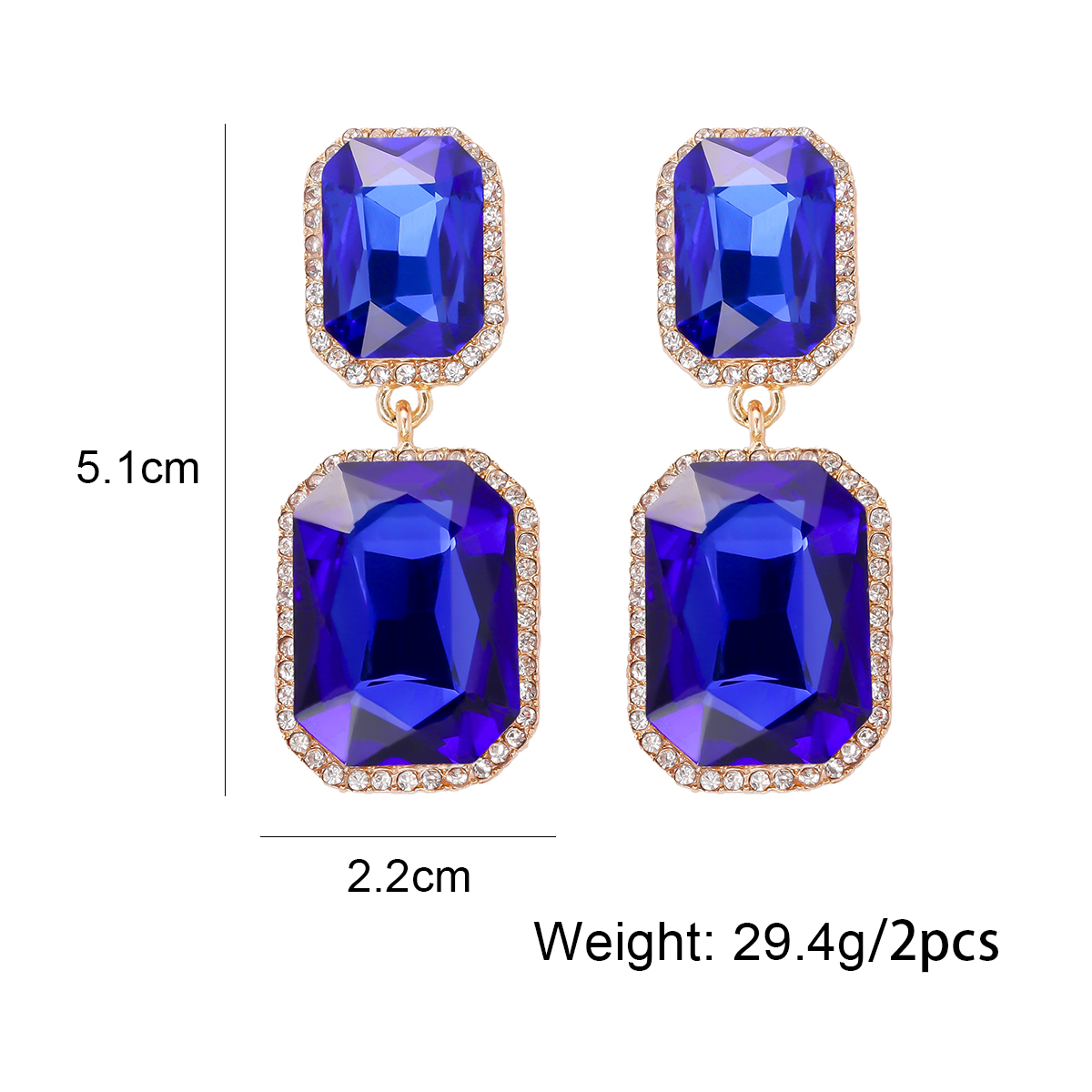 1 Pair Elegant Luxurious Square Inlay Alloy Glass Stone Drop Earrings display picture 1