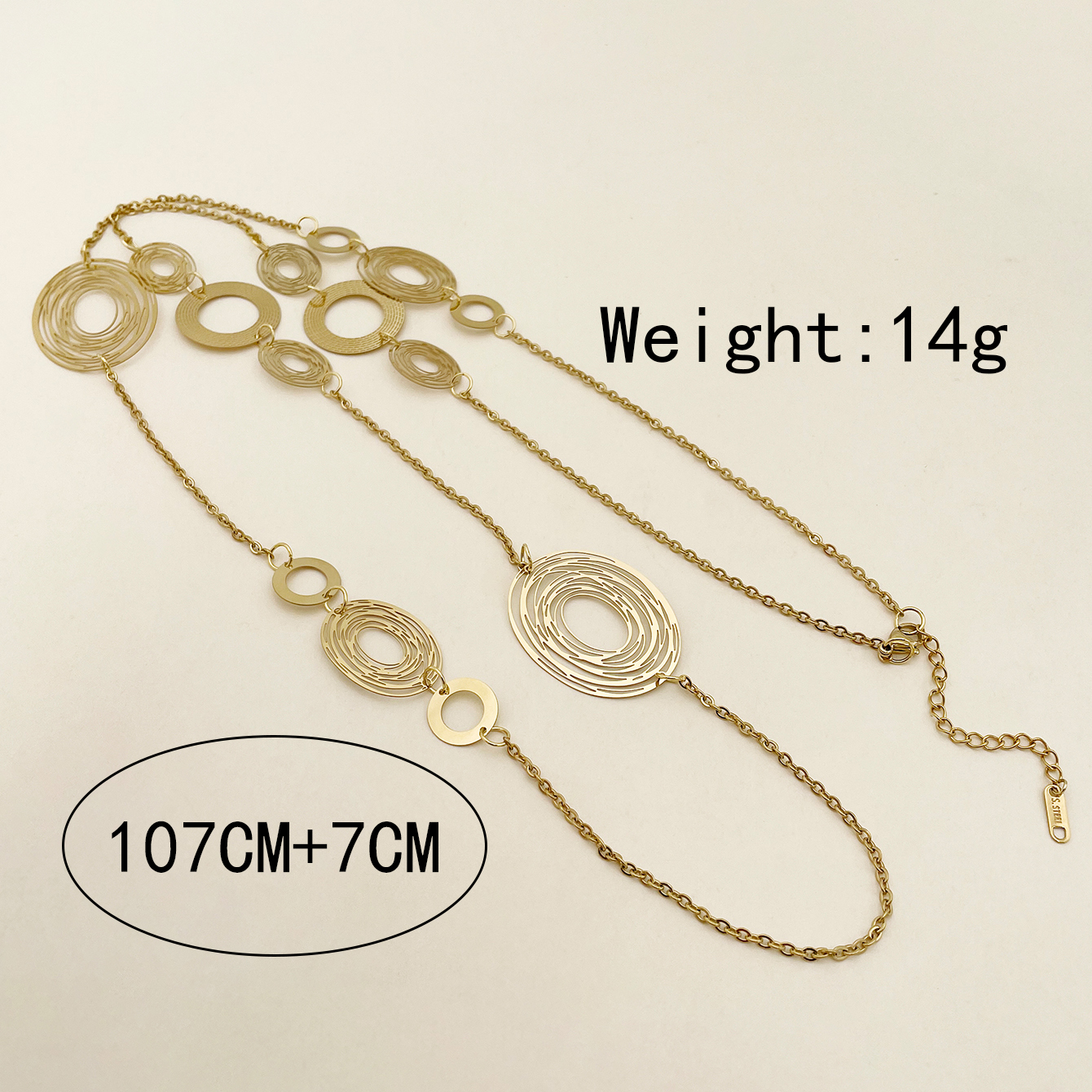 304 Stainless Steel 14K Gold Plated Glam Polishing Plating Hollow Out Circle Layered Necklaces display picture 3