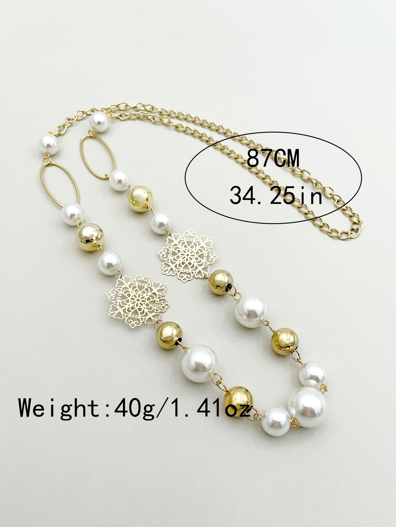 304 Stainless Steel 14K Gold Plated Casual Hip-Hop Rock Pearl Plating Hollow Out Snowflake Long Necklace display picture 3