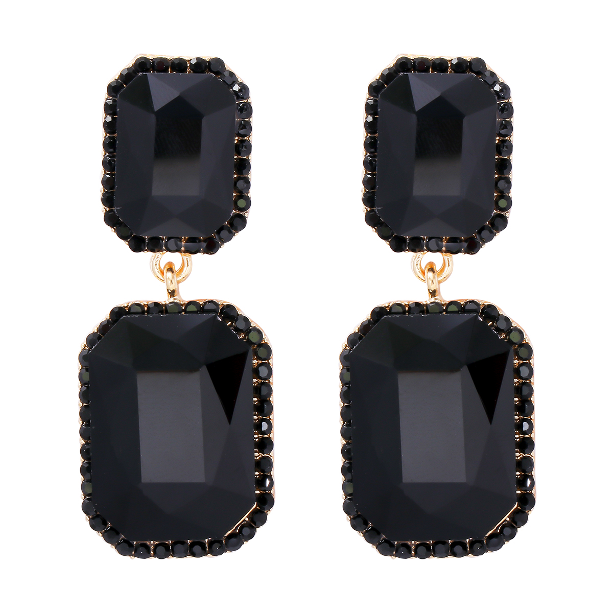 1 Pair Elegant Luxurious Square Inlay Alloy Glass Stone Drop Earrings display picture 2