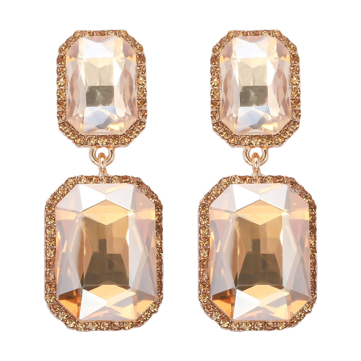 1 Pair Elegant Luxurious Square Inlay Alloy Glass Stone Drop Earrings display picture 7