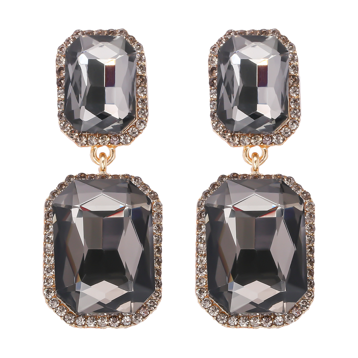 1 Pair Elegant Luxurious Square Inlay Alloy Glass Stone Drop Earrings display picture 6