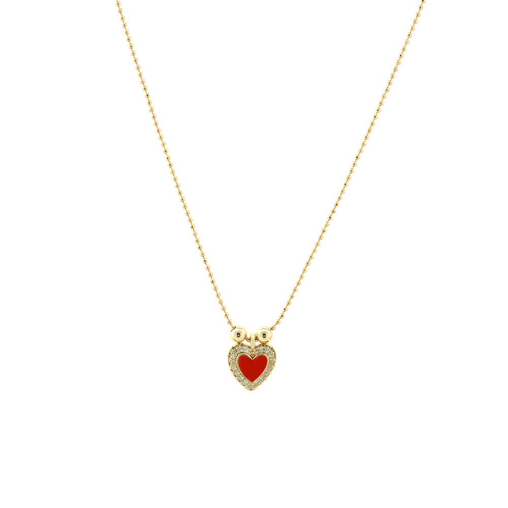 Simple Style Shiny Letter Heart Shape Copper Enamel Plating Inlay Zircon 18k Gold Plated Pendant Necklace display picture 4