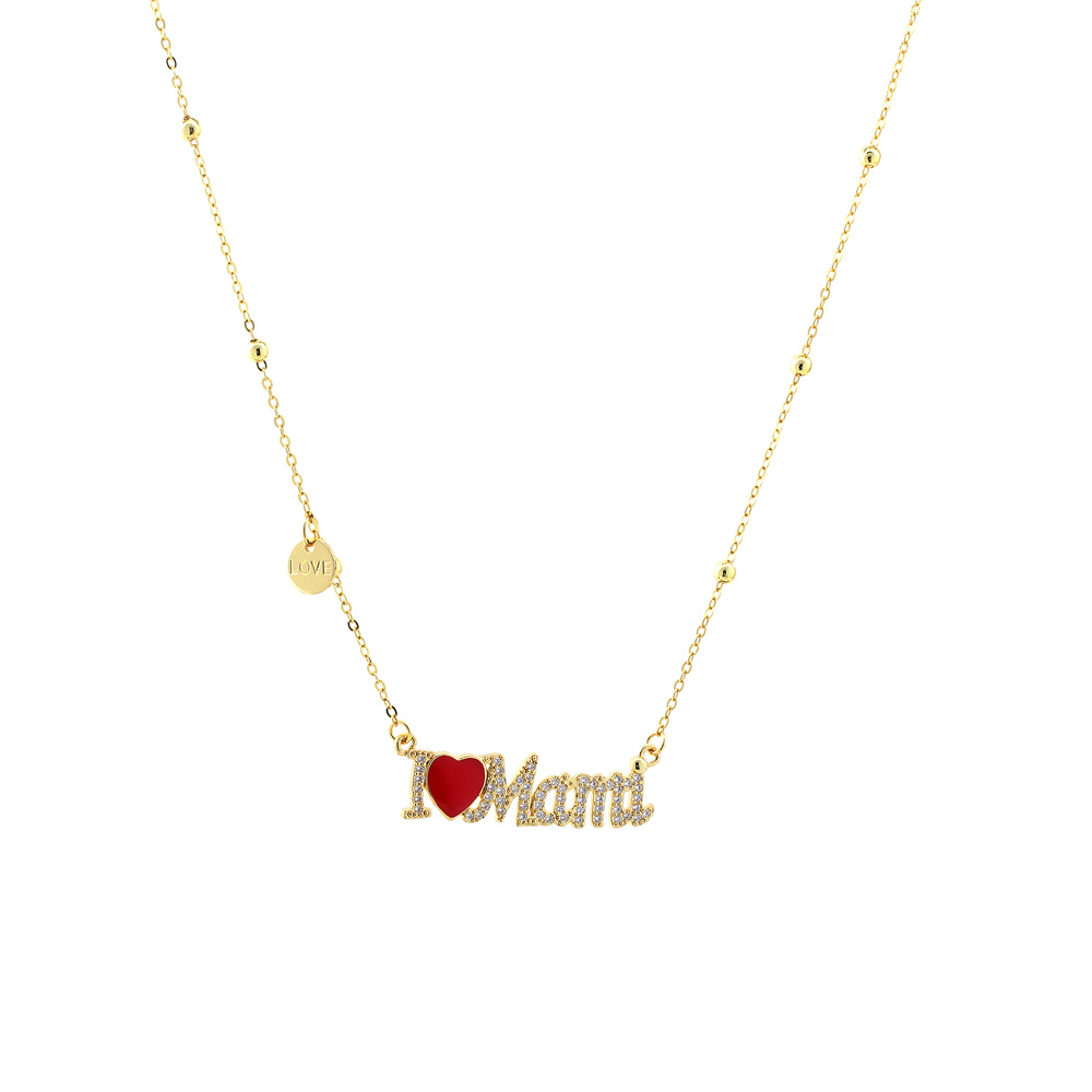 Simple Style Shiny Letter Heart Shape Copper Enamel Plating Inlay Zircon 18k Gold Plated Pendant Necklace display picture 7