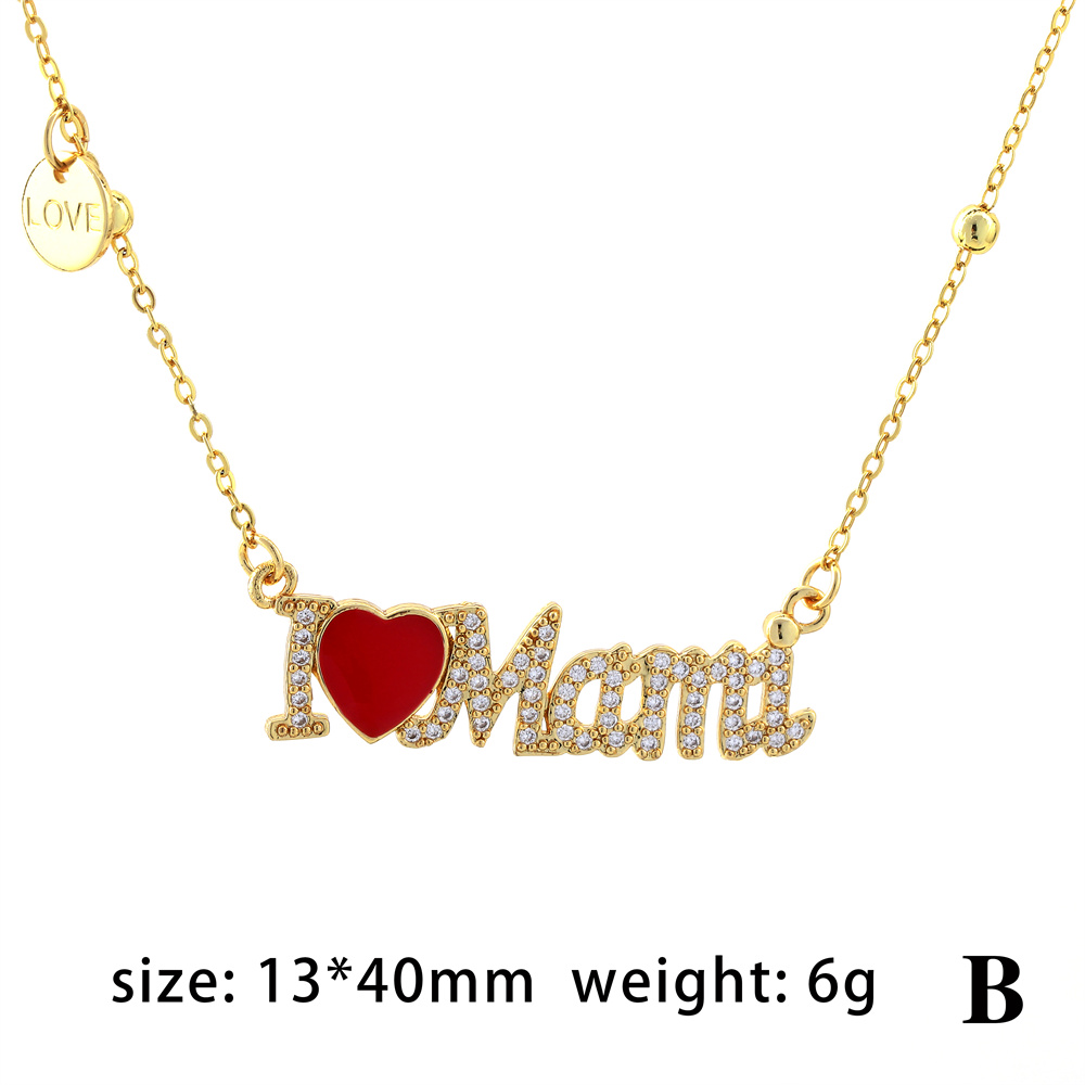 Simple Style Shiny Letter Heart Shape Copper Enamel Plating Inlay Zircon 18k Gold Plated Pendant Necklace display picture 8