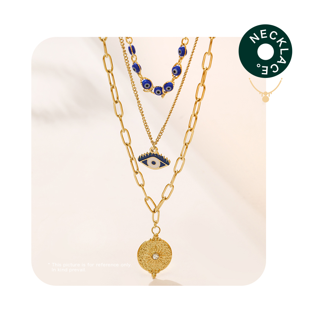 Stainless Steel Hip-Hop Plating Inlay Devil'S Eye Zircon Layered Necklaces display picture 1