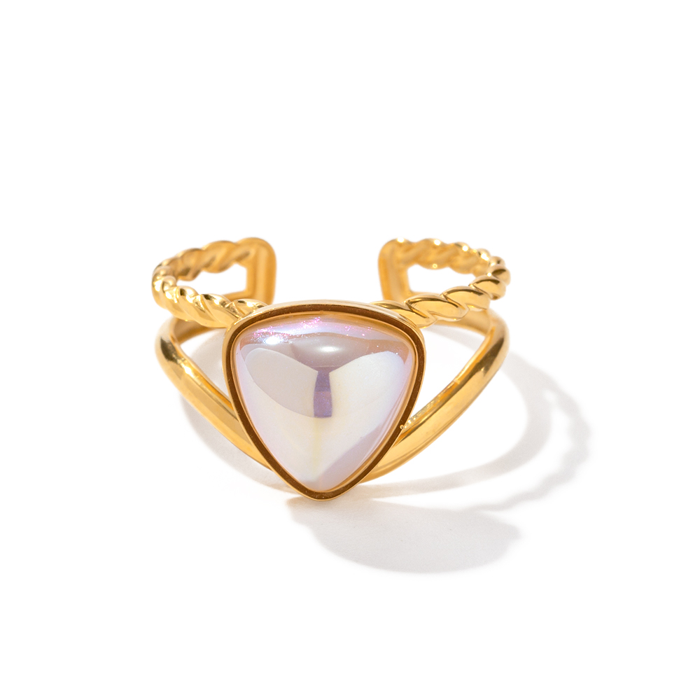 Großhandel Ig-stil Stern Oval Herzform Rostfreier Stahl Inlay 18 Karat Vergoldet Perle Ringe Ohrringe display picture 2