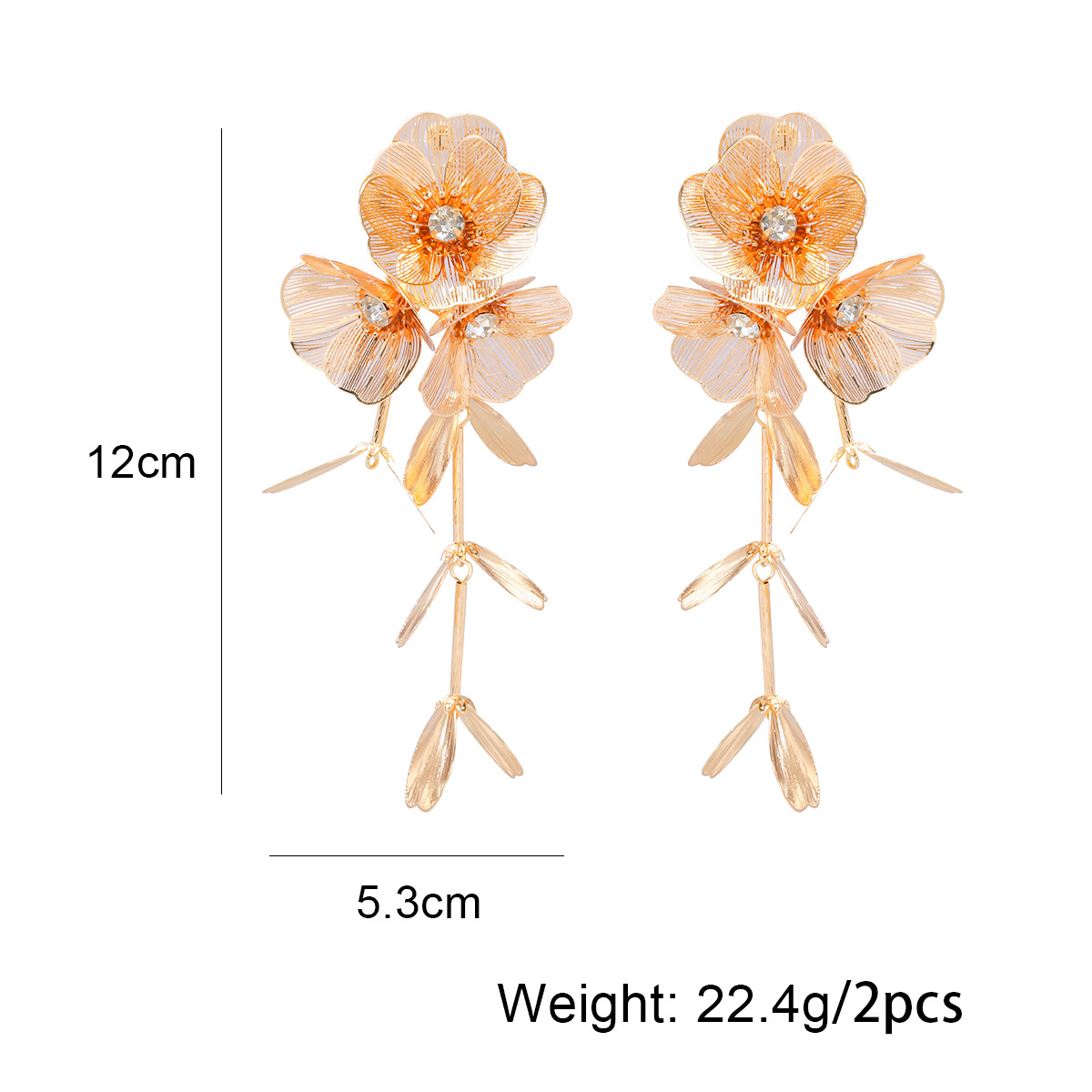 Glam Luxurious Flower 14k Gold Plated Rhinestones Alloy Wholesale Earrings Necklace display picture 1