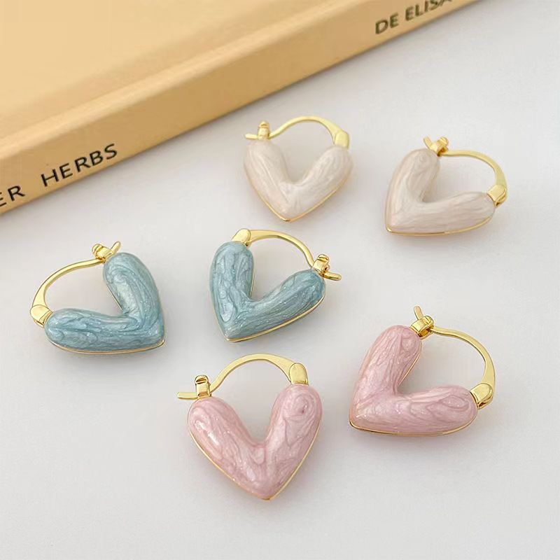 1 Pair Sweet Heart Shape Plating Alloy Earrings display picture 1