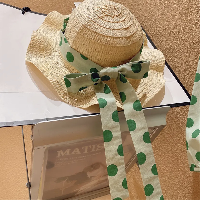 Hawaiisch Runde Punkte Baumwolle Spandex Polyester Mädchen Kleidung Sets display picture 5