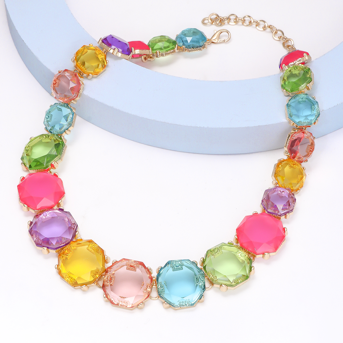 Commuer Rond Alliage Tridimensionnel Incruster Strass Collier display picture 17