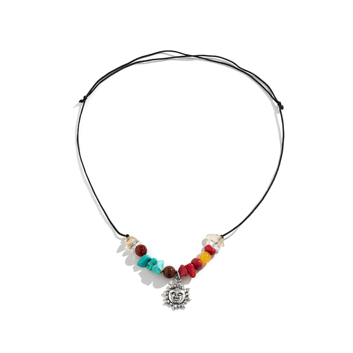 Vacation Simple Style Commute Sun Star Moon Alloy Turquoise Irregular Beaded Women's Pendant Necklace display picture 3