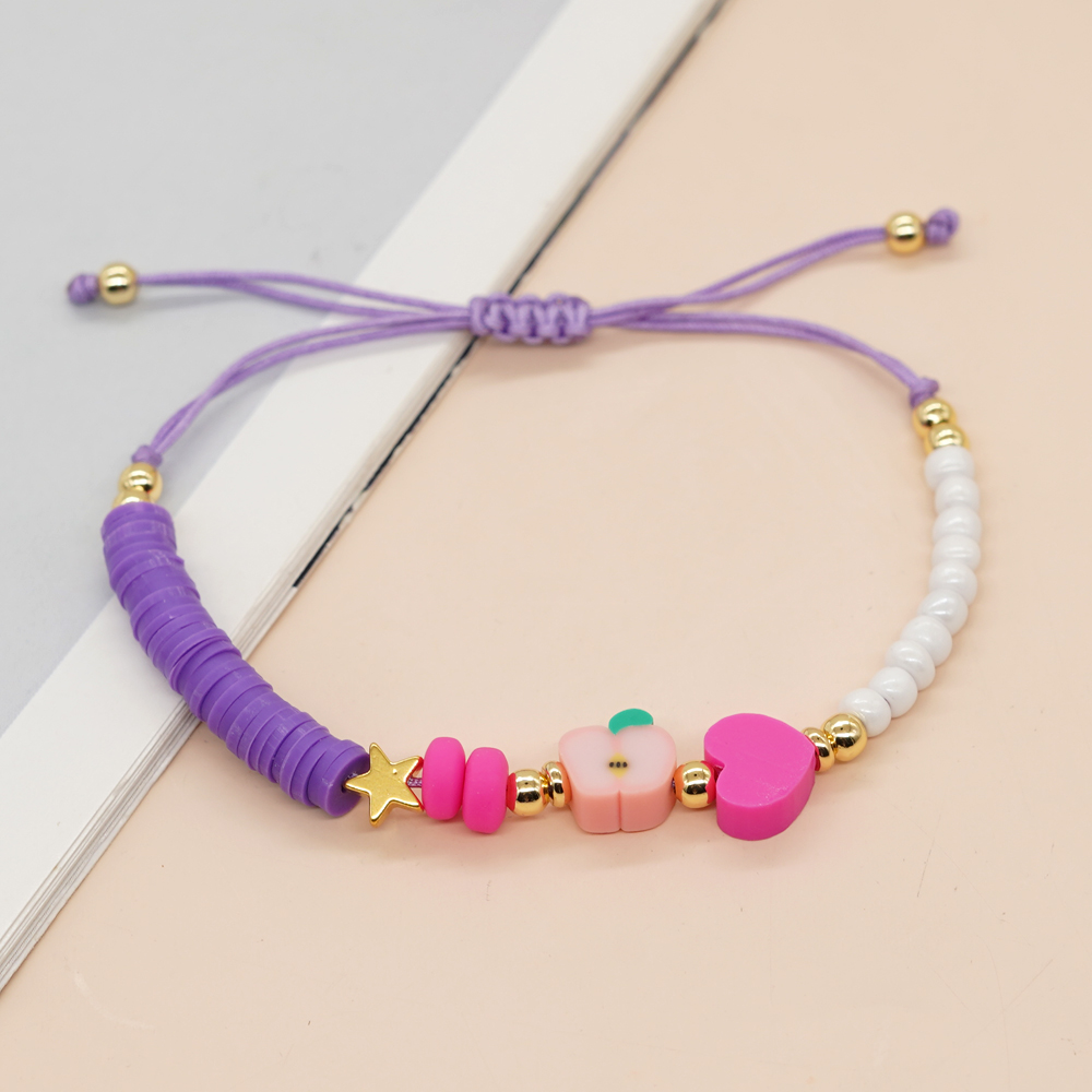 Cute Simple Style Fruit Heart Shape Beads Glass Soft Clay Wholesale Bracelets display picture 1