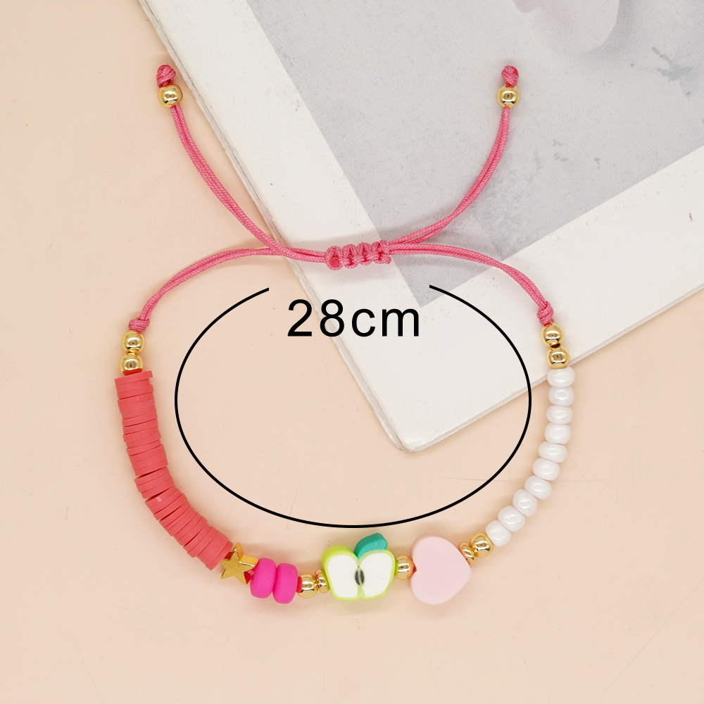 Cute Simple Style Fruit Heart Shape Beads Glass Soft Clay Wholesale Bracelets display picture 9